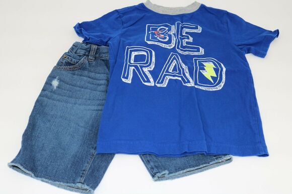 Gymboree Other - Gymboree Boys Outfit Bundle Denim Shorts Short Sleeve Size Small 5/6